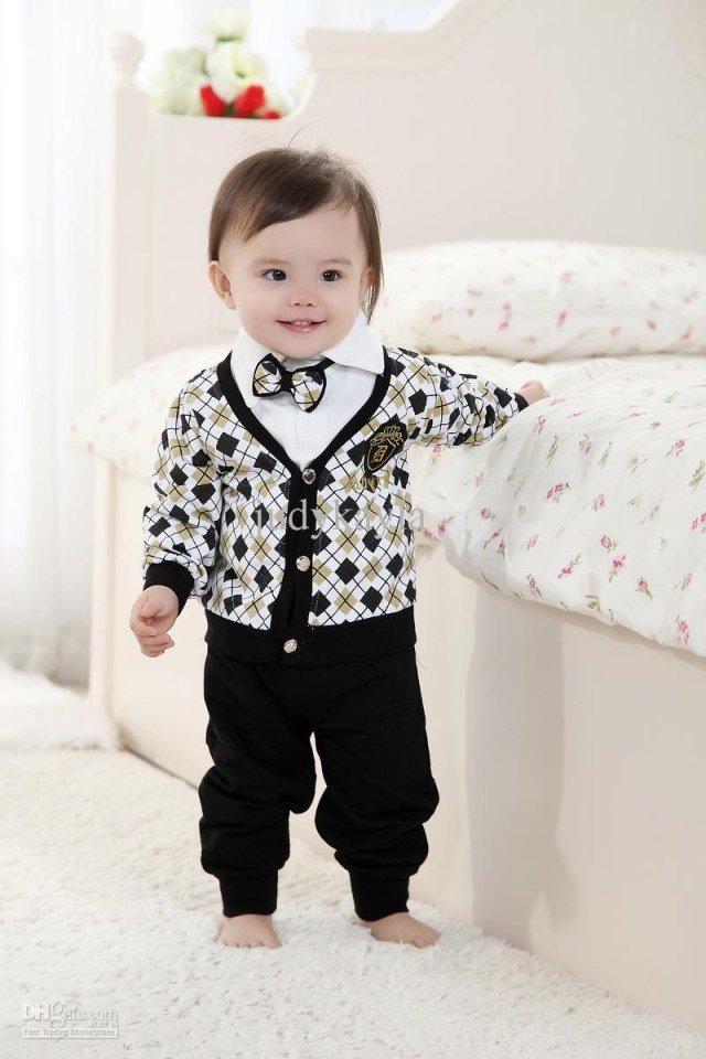 fashion-baby-boy-gentleman-cardigan-bow tie-black-pants