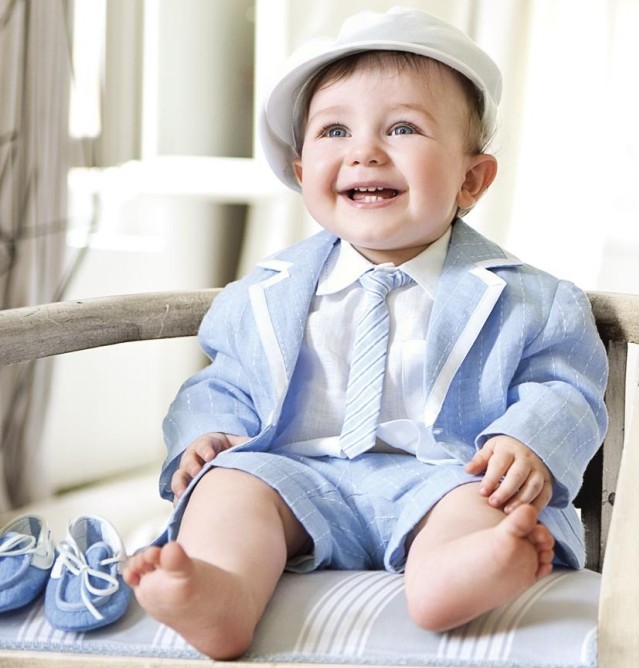 roupas festivas para bebê menino-terno-gravata-bebê chapéu azul