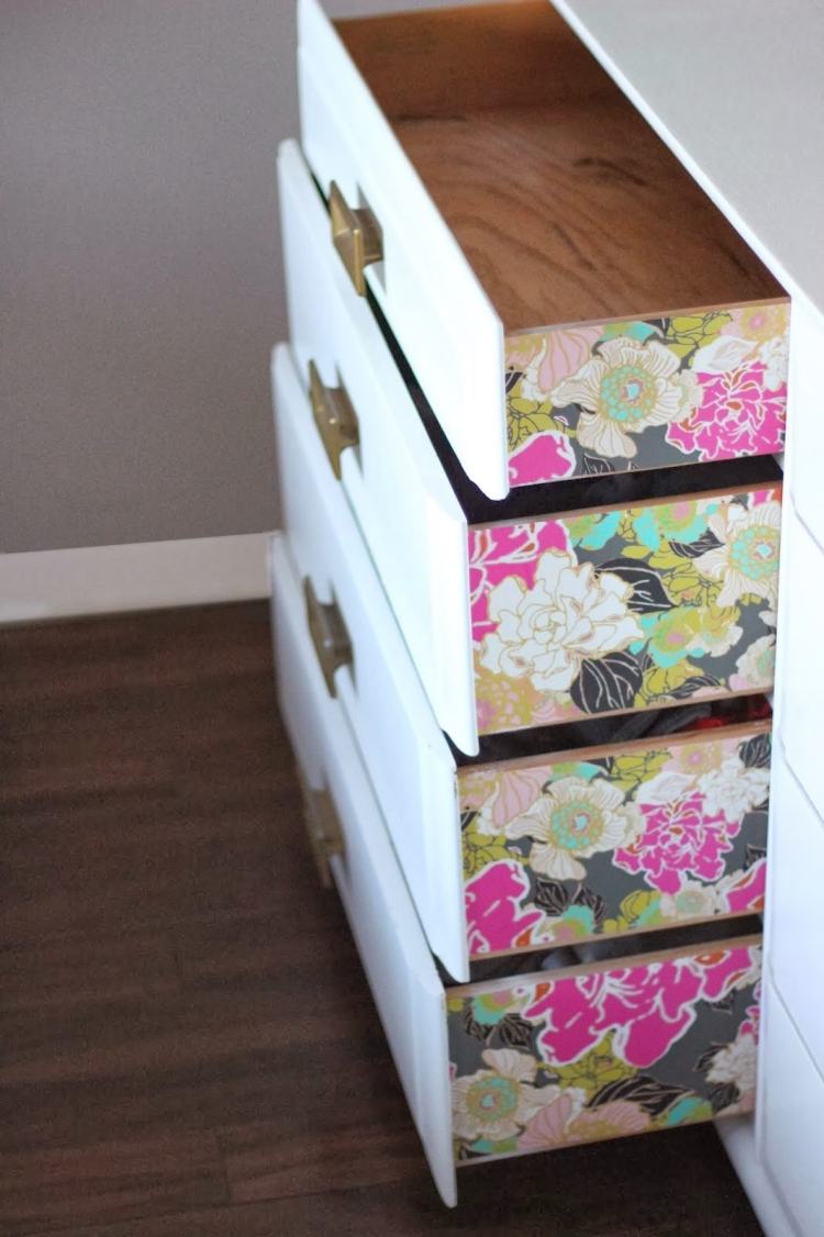 Idéias vivas legais para fazer você mesmo papel de parede de decoração de cores de gavetas laterais de cômoda