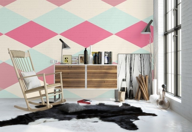 cool-living-ideas-faça-você-mesmo-parede-decoração-diamante-cores pastel-rosa-escandinavo-design