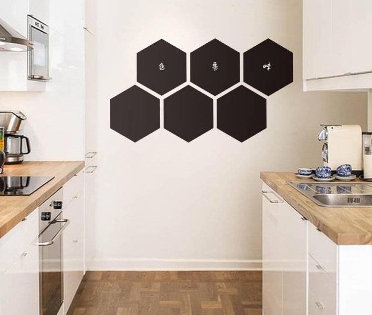 cool-living-ideas-do-it-yourself-wall-design-kitchen-white-black-honeycomb