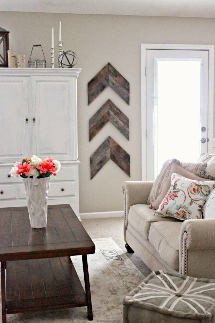 cool-living-ideas-faça-você-mesmo-sala-de-estar-decoração de parede branca-rústica-madeira flutuante