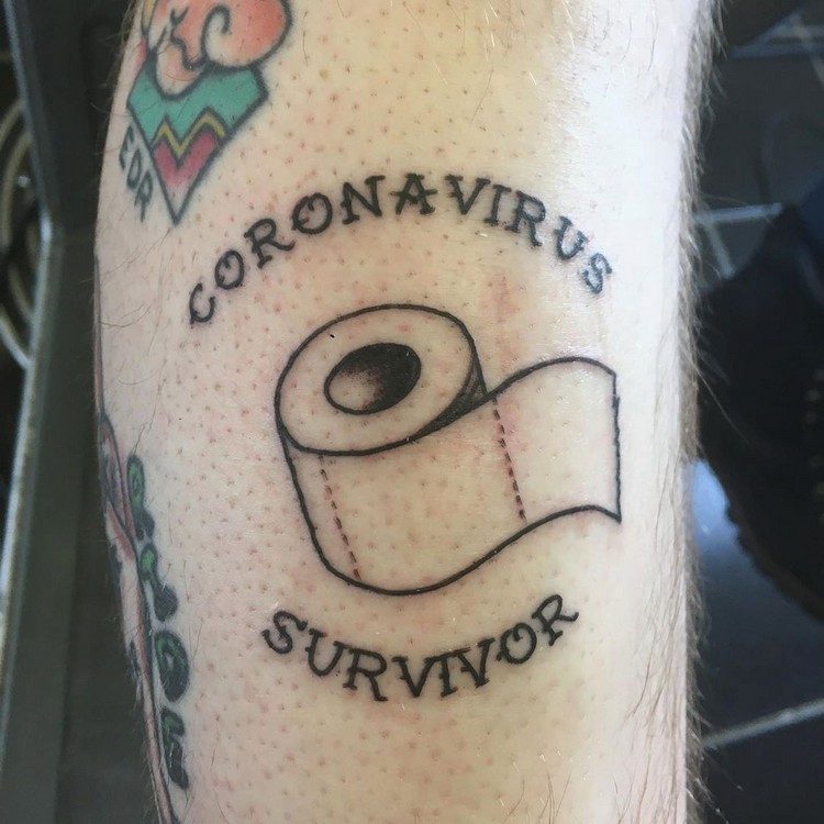 Coronavirus tatuagem papel higiênico desenho de tatuagem ideias engraçadas de tatuagem