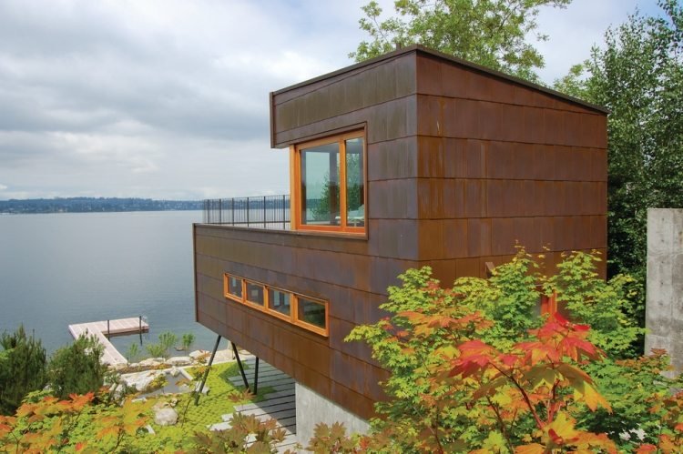 corten aço-fachada-painéis-mar-casa-madeira-caixilharia