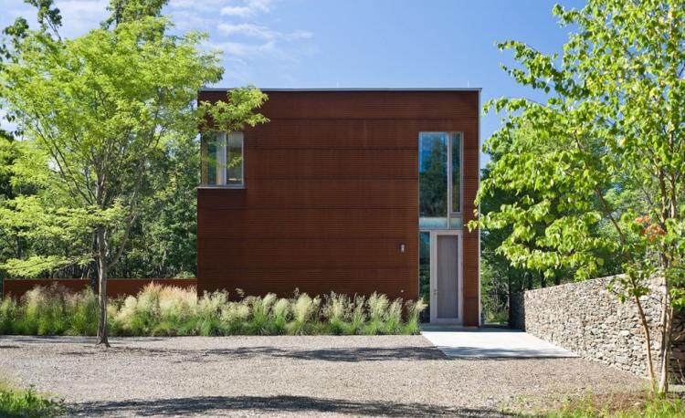 corten steel-fachada-opaco-ornamental grass-garden garden