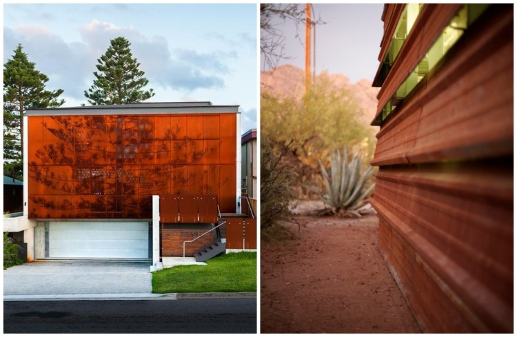 corten fachada de aço - à prova de intempéries - ótica de ferrugem