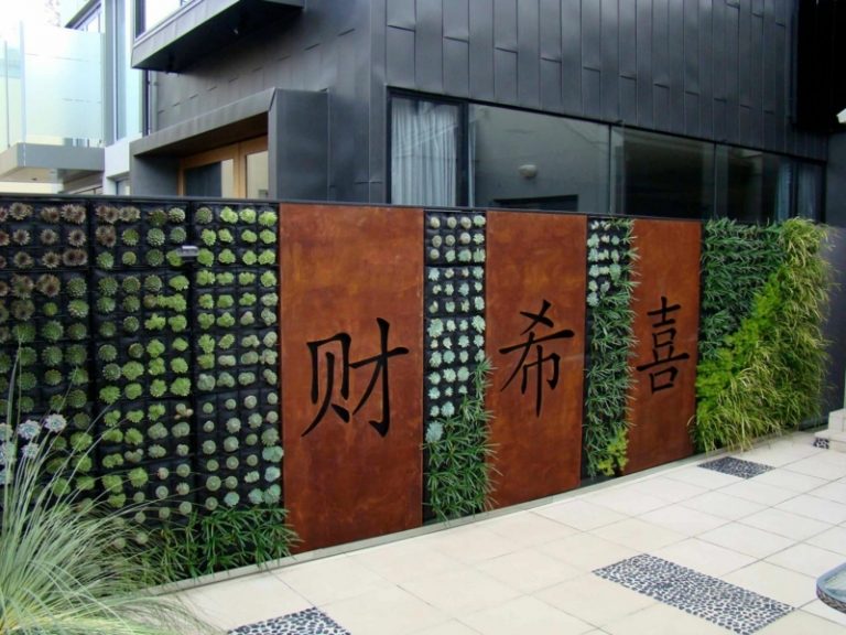 corten steel privacidade tela caracteres chineses jardins verticais cerca