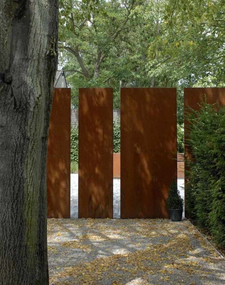 divisória de jardim com tela de privacidade de aço corten