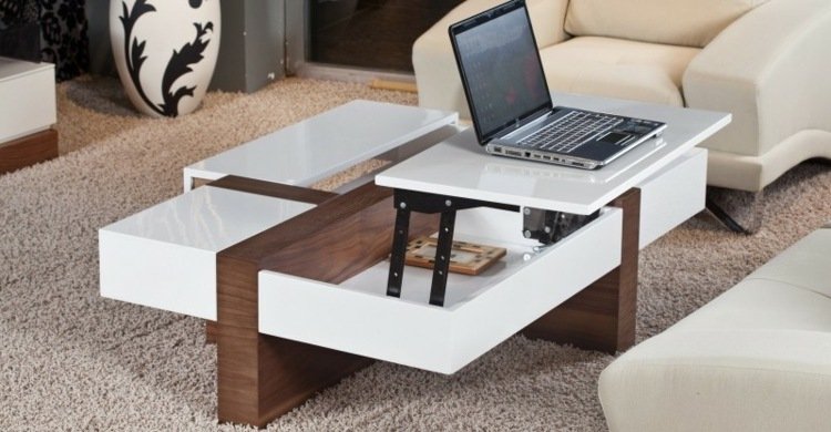 mesas de centro com design moderno, suporte para laptop, móveis de sala