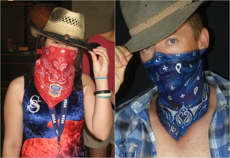 chapéu-cowboy-make-up-bandana-lenço-padrão-usar-pintura-azul-carnaval-carnaval