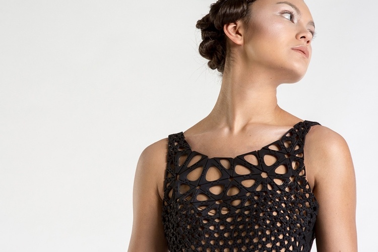 O vestido impresso em 3D cinemática-mesa-dobradiças