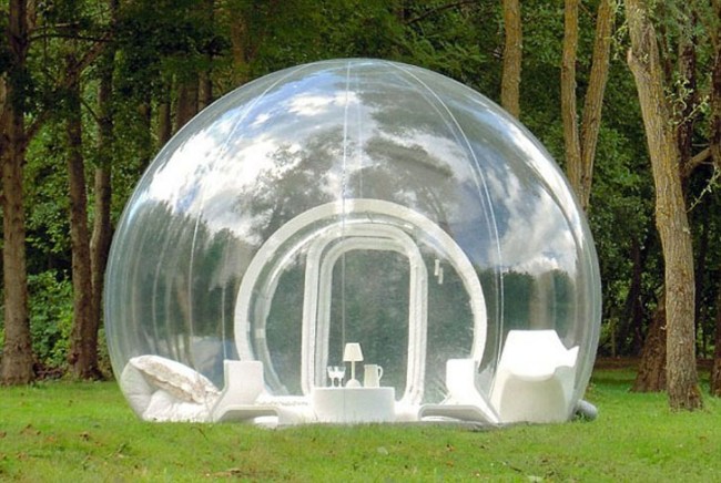 projeto de casa inflável de ambiente descontraído como casa bolha