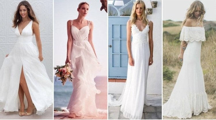 vestidos de noiva casuais e casuais são perfeitos para o casamento na praia