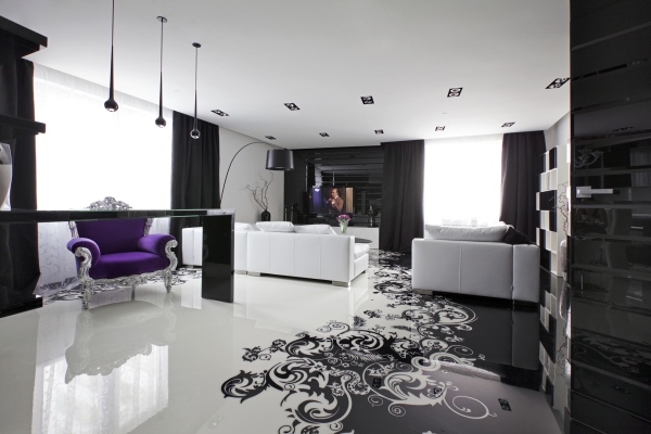 Mobiliário com cores Tendências da vida Design de interiores em preto e branco
