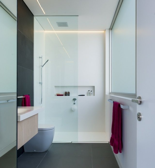 Idéias de design de banheiro com parede de vidro moderna cabine de chuveiro