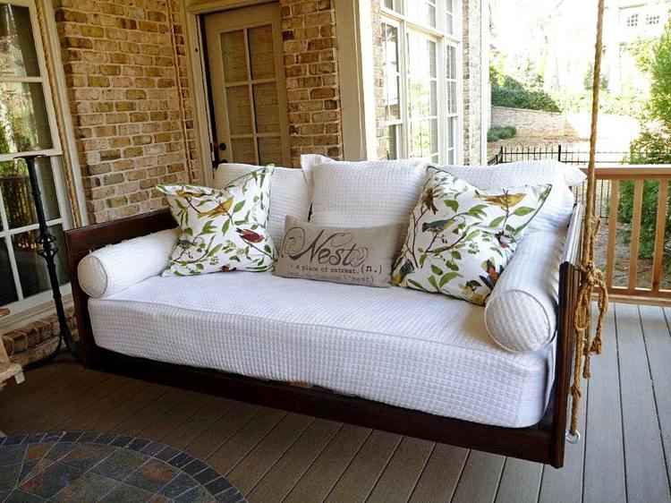 almofadas de cordas de design de sofá de balanço aconchegante ao ar livre