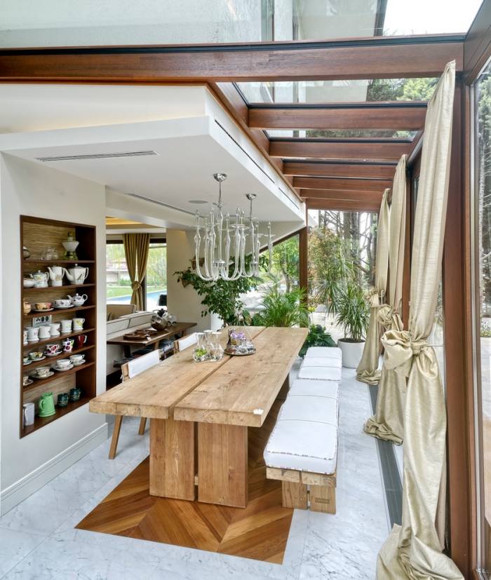 mesa de jantar-madeira-natural-sólida-natural-tratada-design-mármore-telhas-idéias de móveis