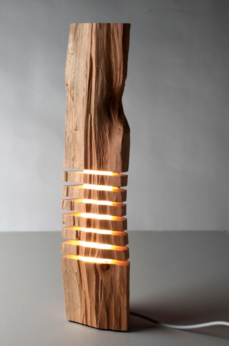 decoração feita de lâmpada de assoalho de madeira design moderno listras rústicas