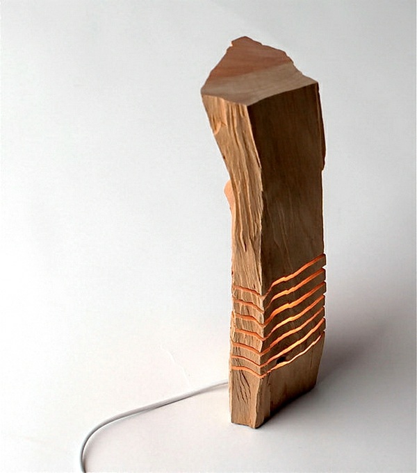 Lâmpada de escultura de madeira com ideias de decoração para casa