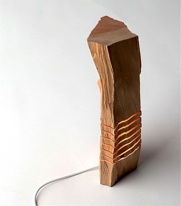 Lâmpada de escultura de madeira com ideias de decoração para casa