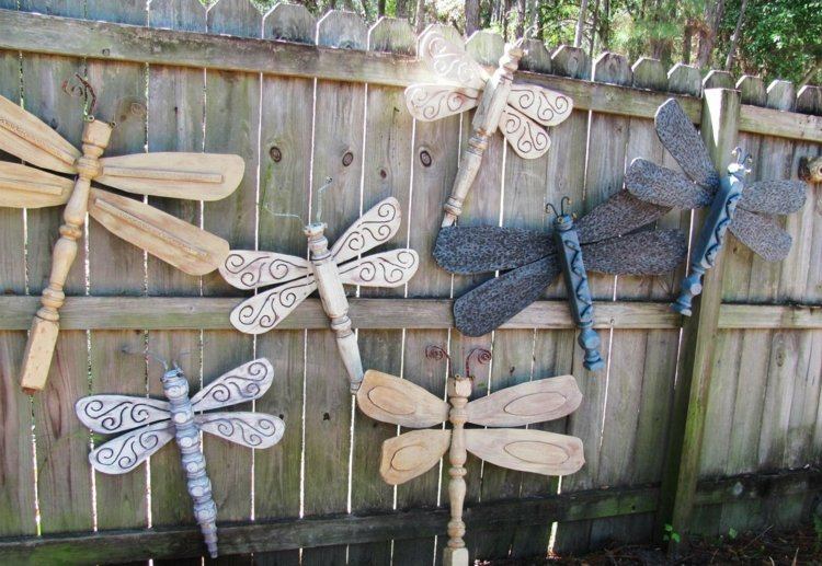 Decoração para a cerca do jardim perna de cadeira de perna de mesa de libélula de madeira