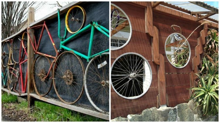 Deco-jardim-cerca-madeira-bicicleta-peças-torne-se-colorido