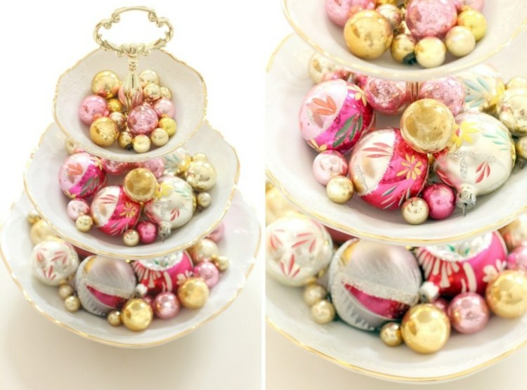 decoração para suporte de sobremesa de natal decorações de natal bolas ouro rosa