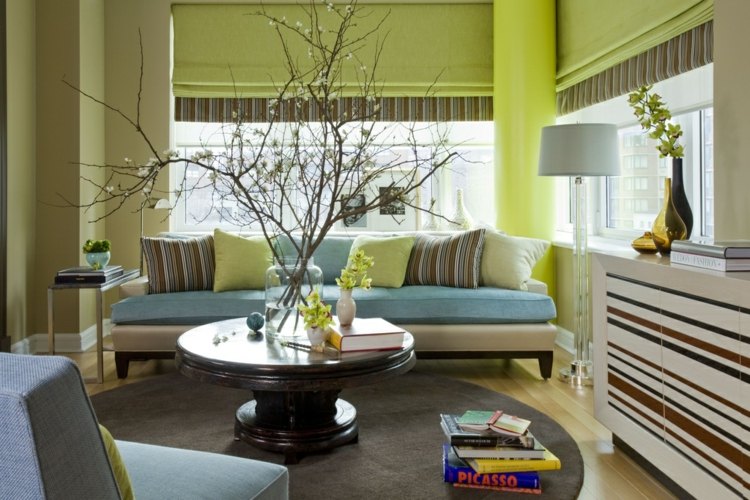 Decoração-idéias-sala de estar-temperar-pintura-parede verde