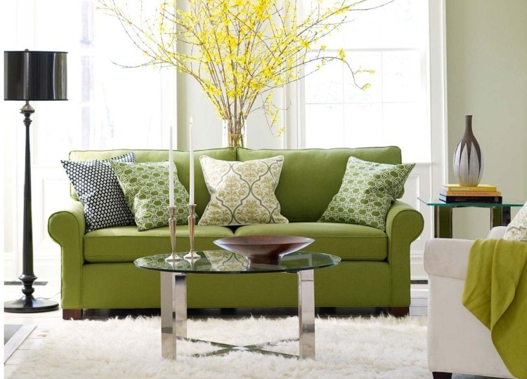 Idéias de decoração-casa-sala-verde-sofá