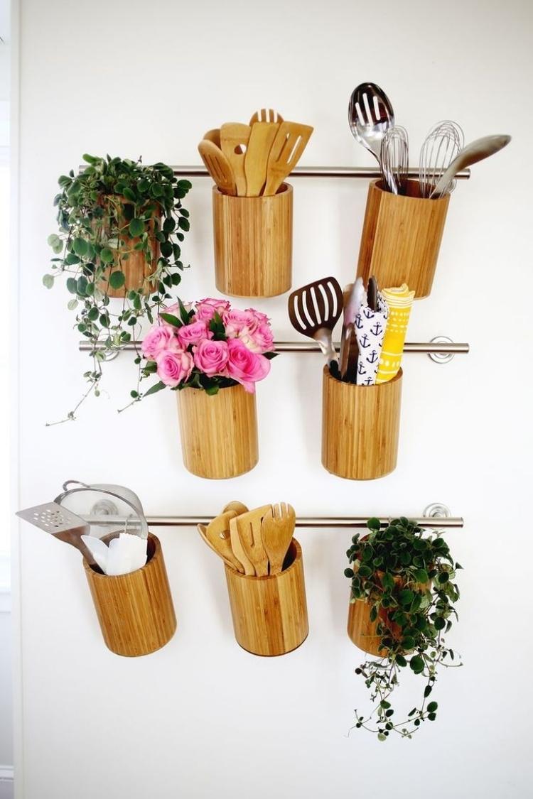decoração-ideias-cozinha-faça-você-mesmo-suportes-bambu-utensílios-recipientes-hastes-aço inoxidável