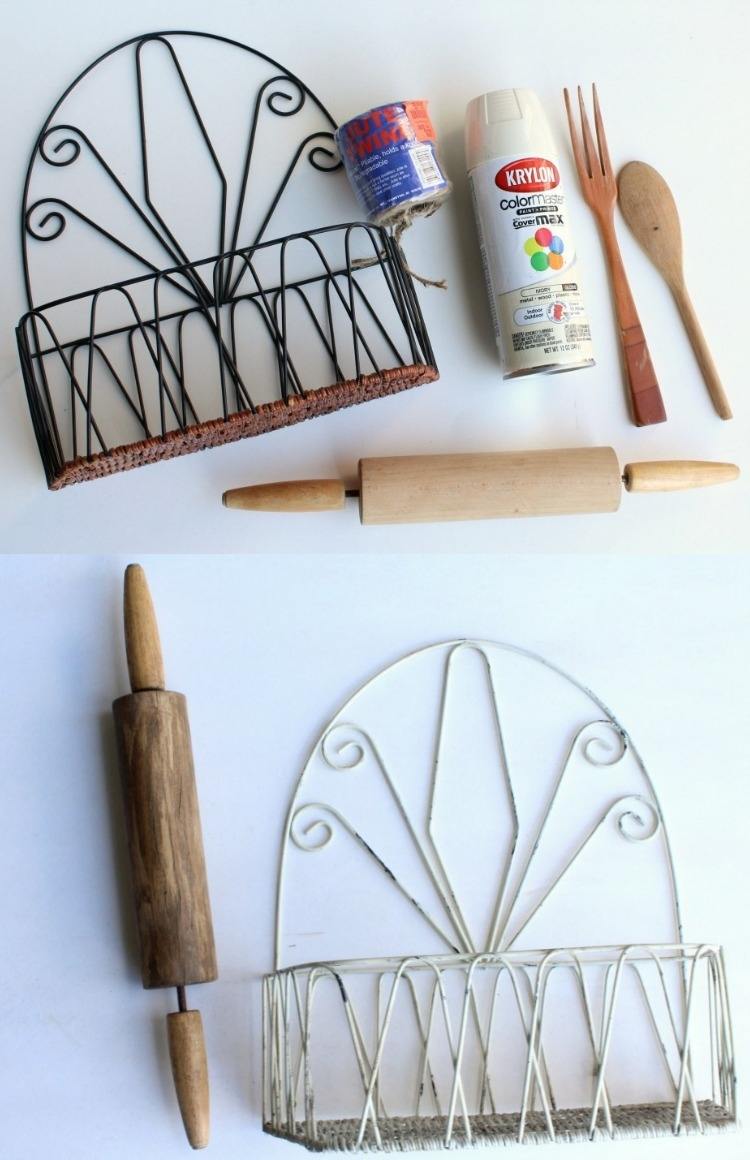 decoração-ideias-cozinha-faça-você-mesmo-suportes-utensílios-suporte-materiais de madeira de alfinetes