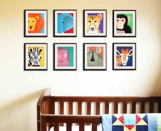 quarto infantil deco ideias com pinturas de padrões de animais