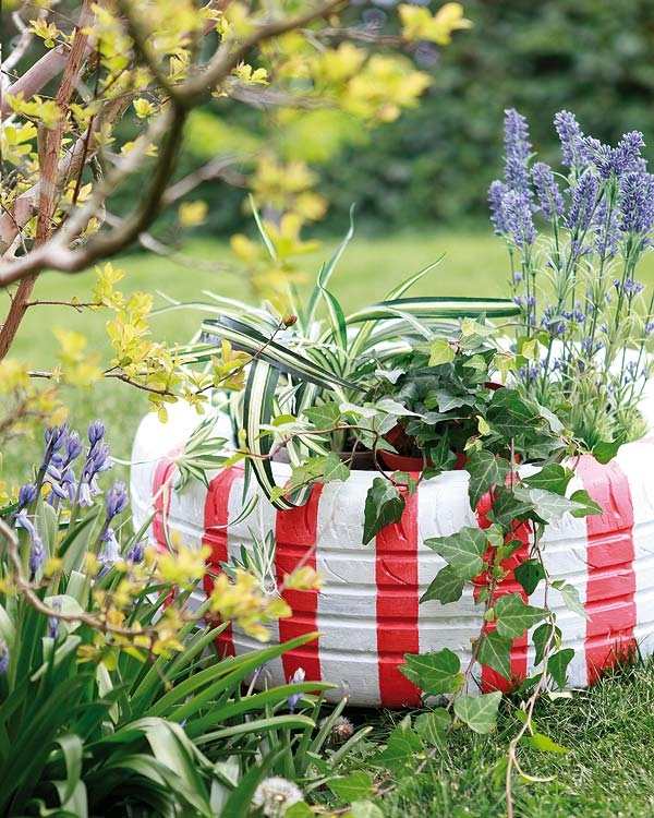 pintar decoração de jardim pneus-faça-você-mesmo de carros usados
