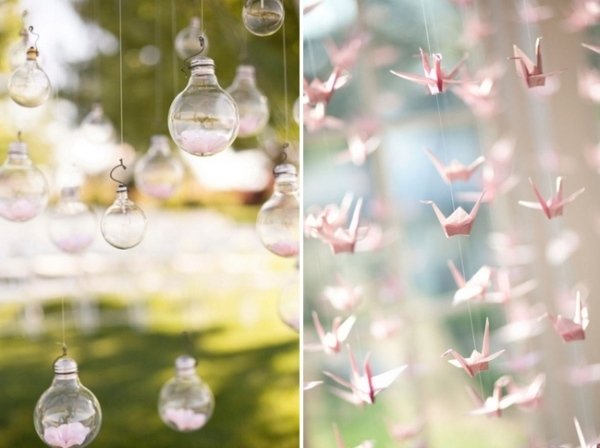 decoração de pássaros de origami para lâmpadas de reciclagem de jardim