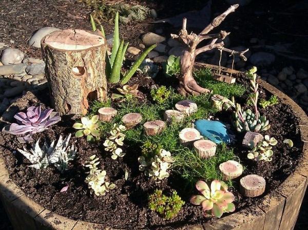 bitop de mini-jardim para idéias de decoração de insetos-faça-você-mesmo-troncos de árvore