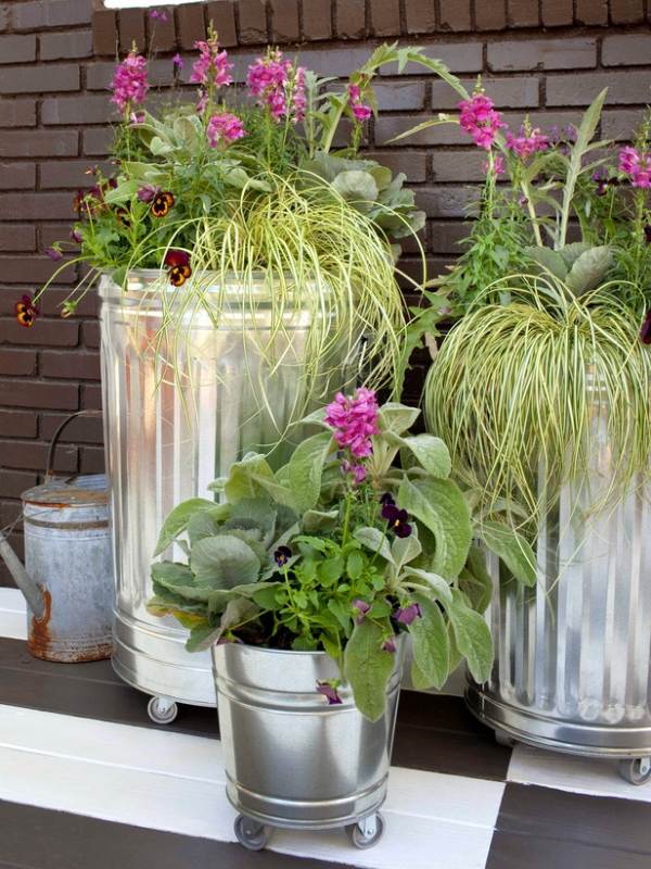 vasos de plantas - vasos de flores feitos de vasos de metal leve para jardim