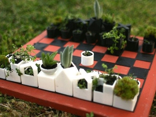 vasos de flores de tabuleiro de xadrez de jardim - decoração de jardim em mini biótopo