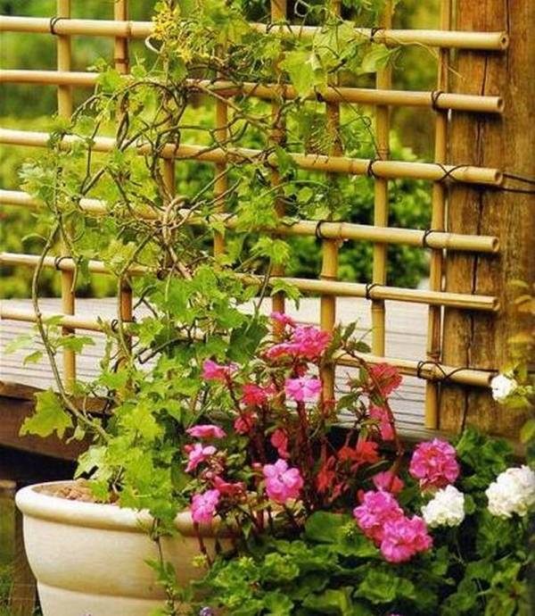 Treliça de mastros de bambu para plantas trepadeiras para consertar ideias