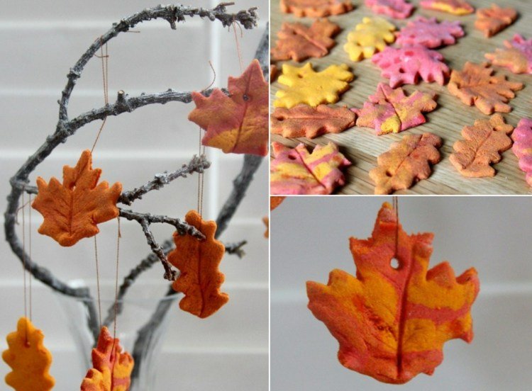 Lindos pingentes em cores de outono e design em forma de folha para buquês de outono