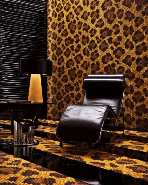 Mosaico decorativo em vidro visual de pele de leopardo