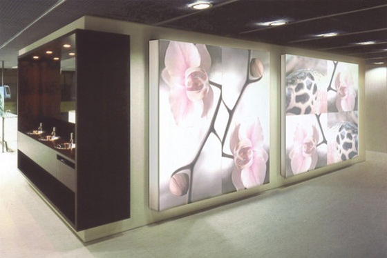 Divisória de quarto com parede clara e design de interiores com motivos florais