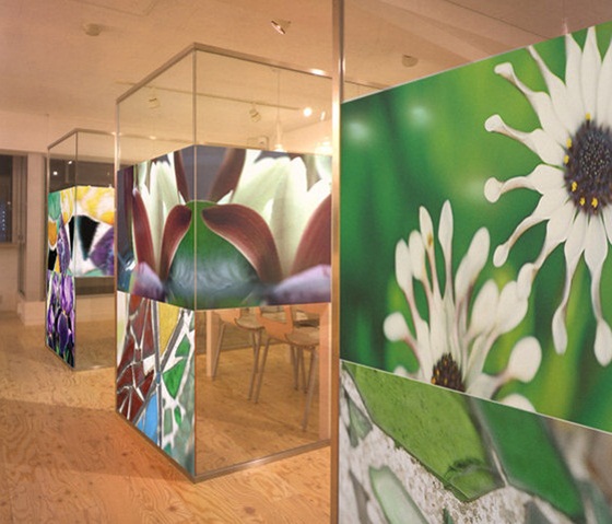 Exposição de imagens de superfície de revestimento de parede