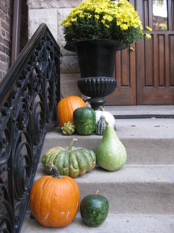 Decoração de escadas - cabaças ornamentais organizam ideias de outono