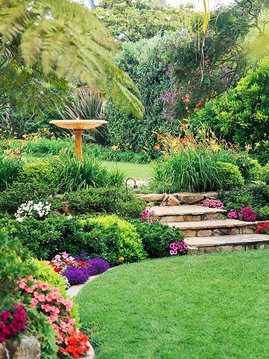 ideias para escadas de pedra de design de jardim de verão