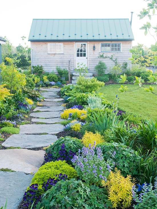 ideias para pedra de caminho de jardim de design de jardim de verão