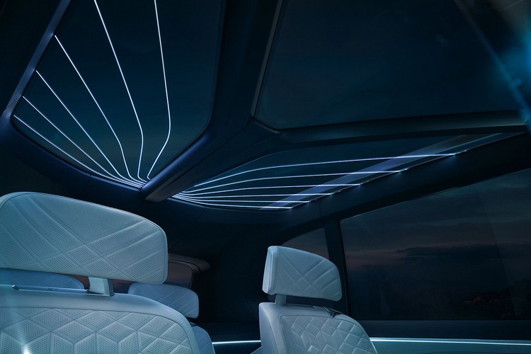 design de interiores bmw x7 iperformance panorama telhado conceito jogos de luz