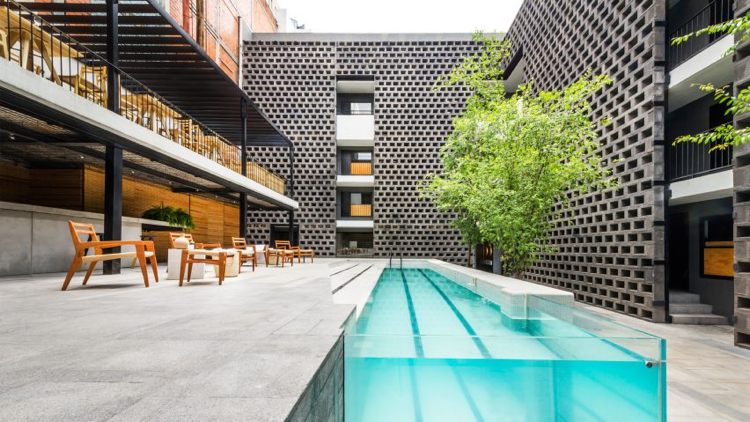 Piscina de vidro moderno Trend Hotel Calota Cidade do México