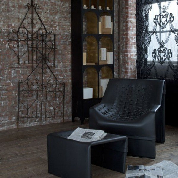 Cortinas góticas para móveis de couro doméstico com renda preta