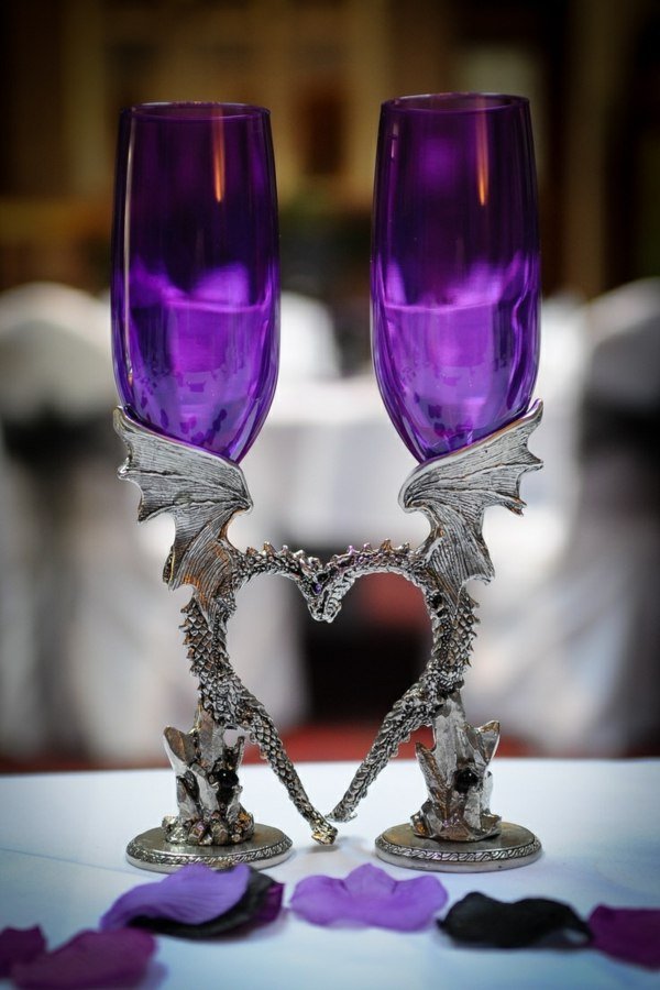 Estilo casamento de aço inoxidável cor roxa