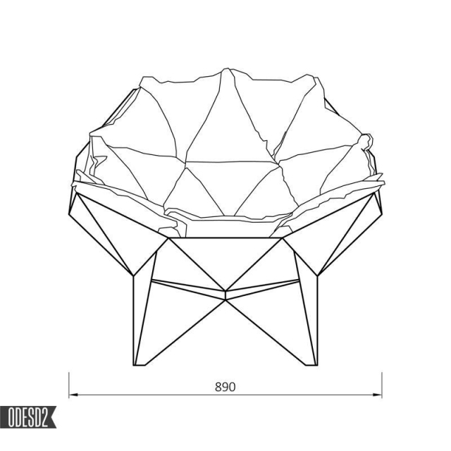poltrona de design q1 odesd2 ilustração de estofamento em triângulo